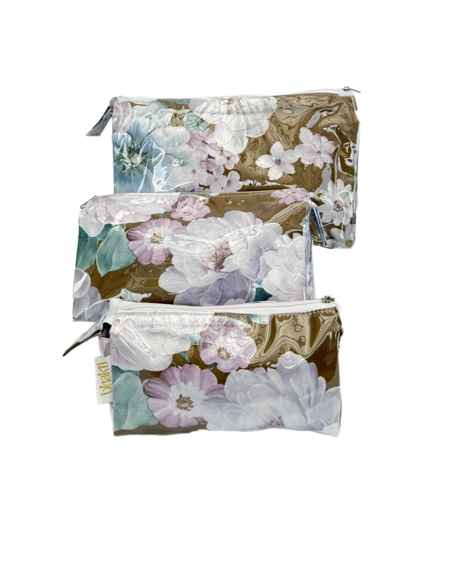 Kit 3 estuches flores oro