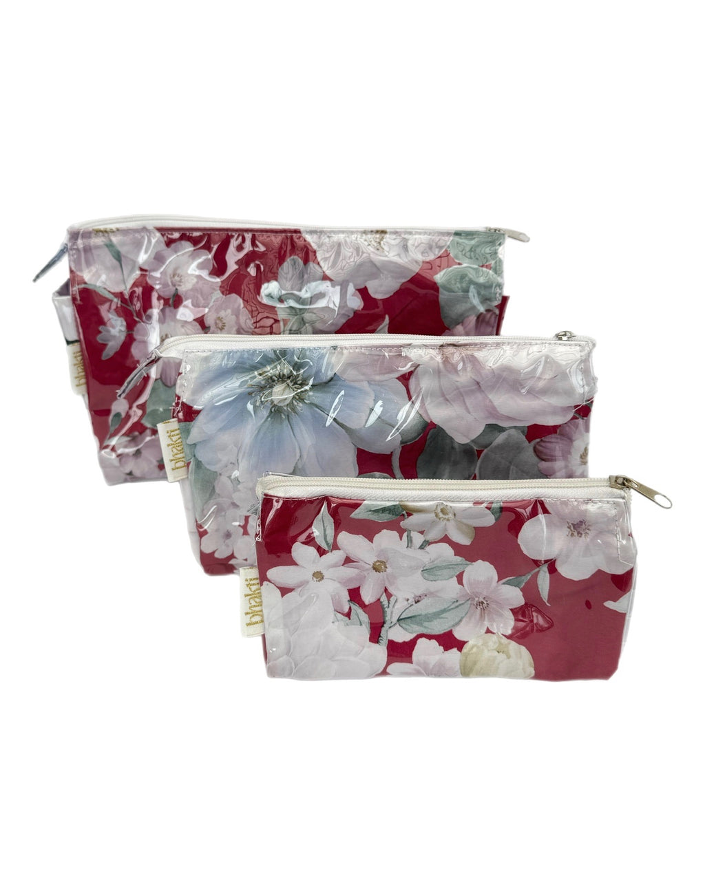 Kit de 3 estuches flores rojo