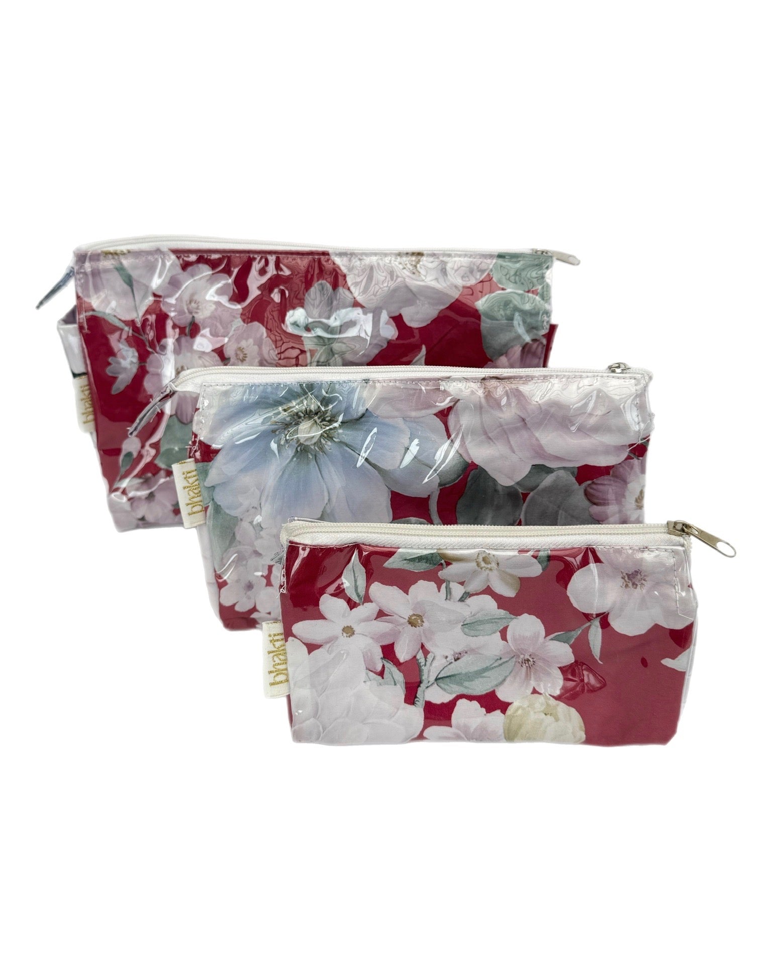 Kit de 3 estuches flores rojo